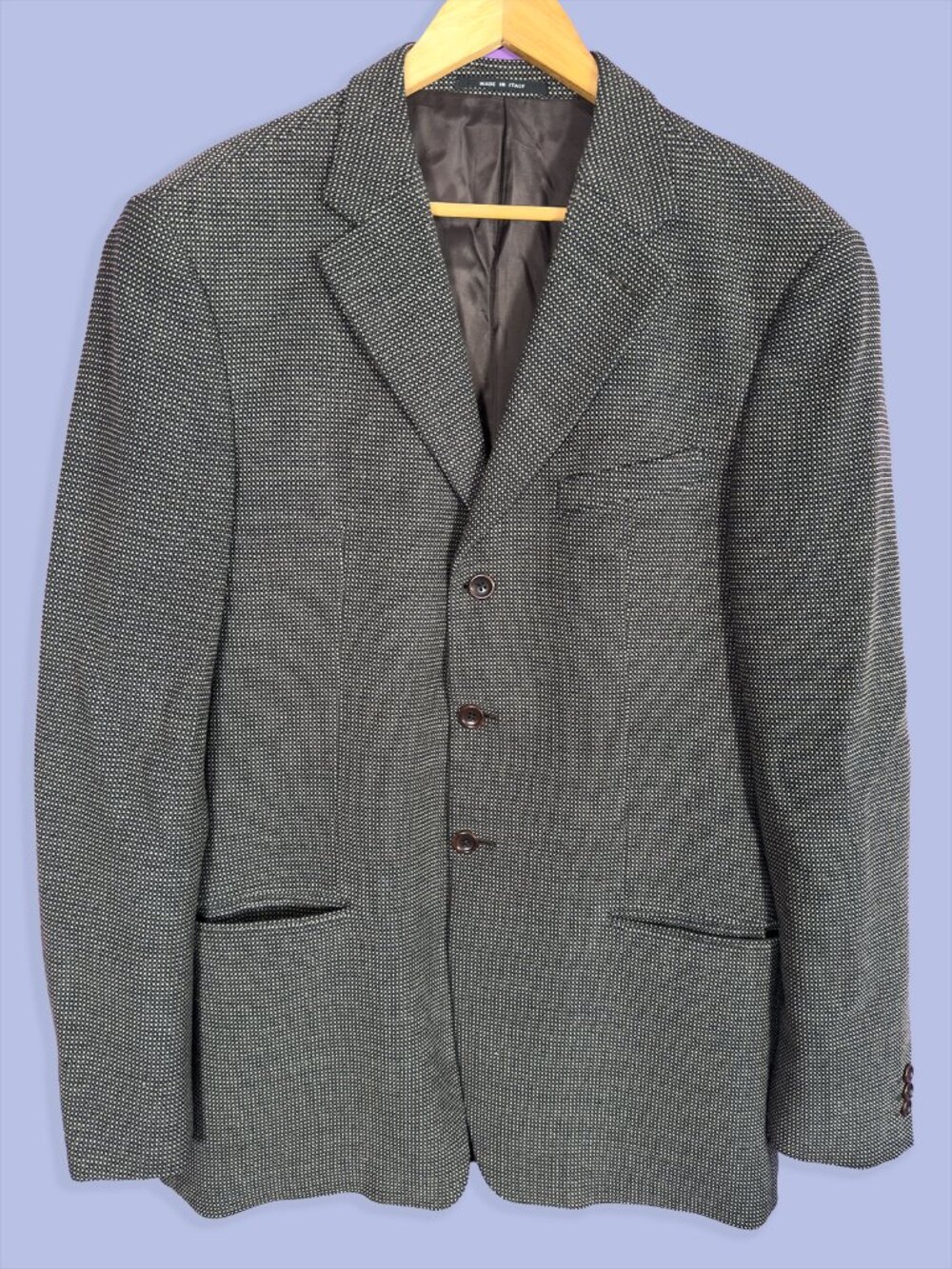 Armani Collezioni Stretch Wool Birdseye Blazer Sport Coat Charcoal Gray 41L
